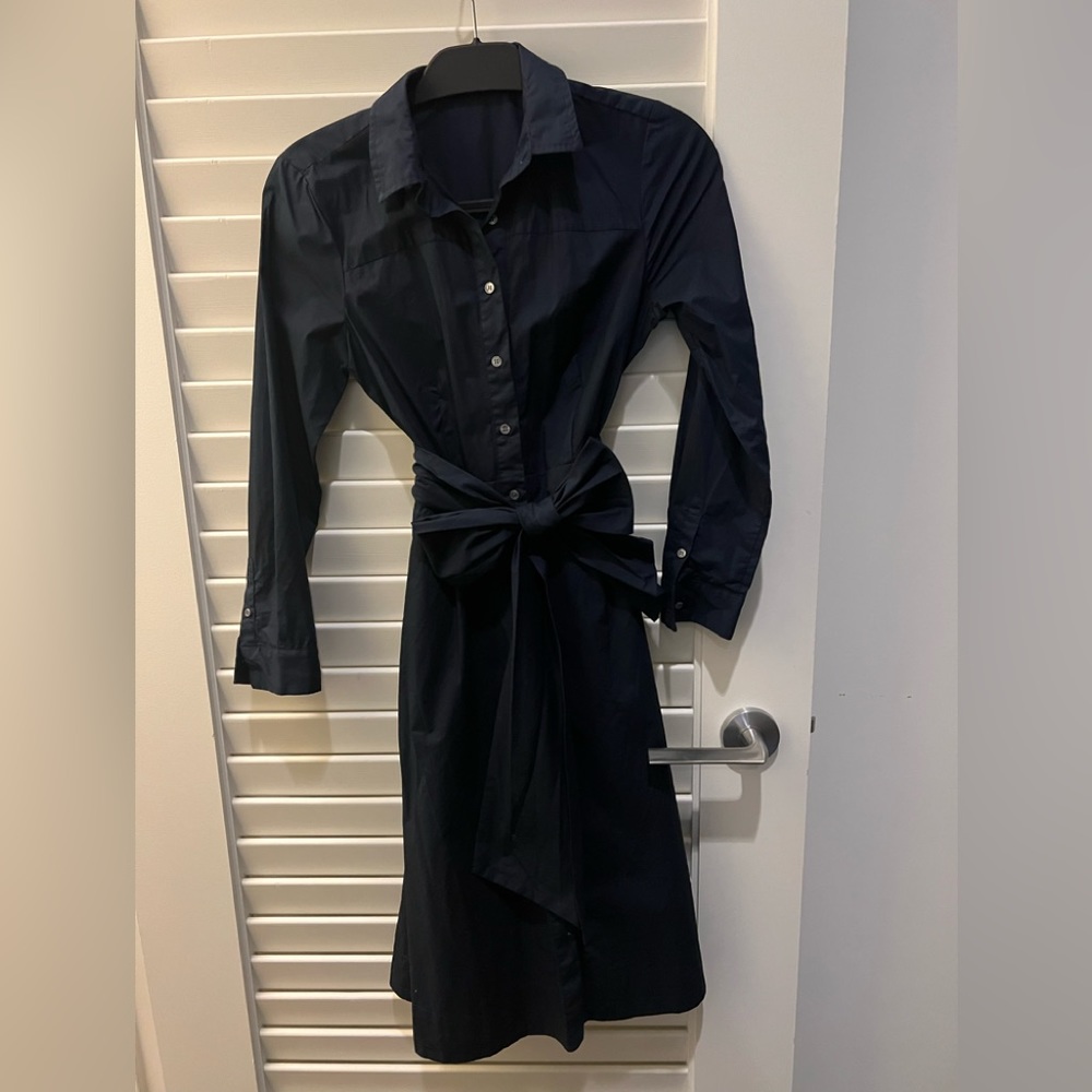 JCrew navy cotton shirt dress